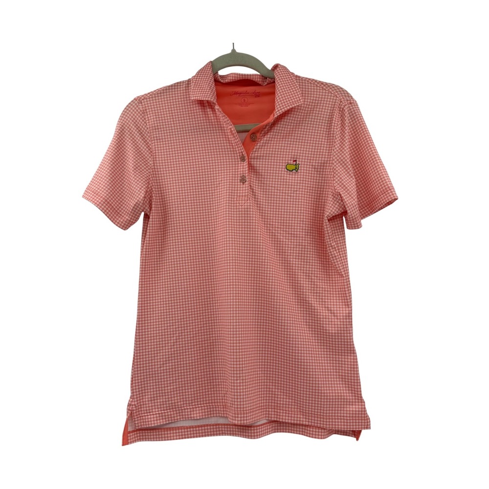 Magnolia‎ Lane Masters Tech Golf Polo Shirt Orange Gingham Womens ML17P171-722